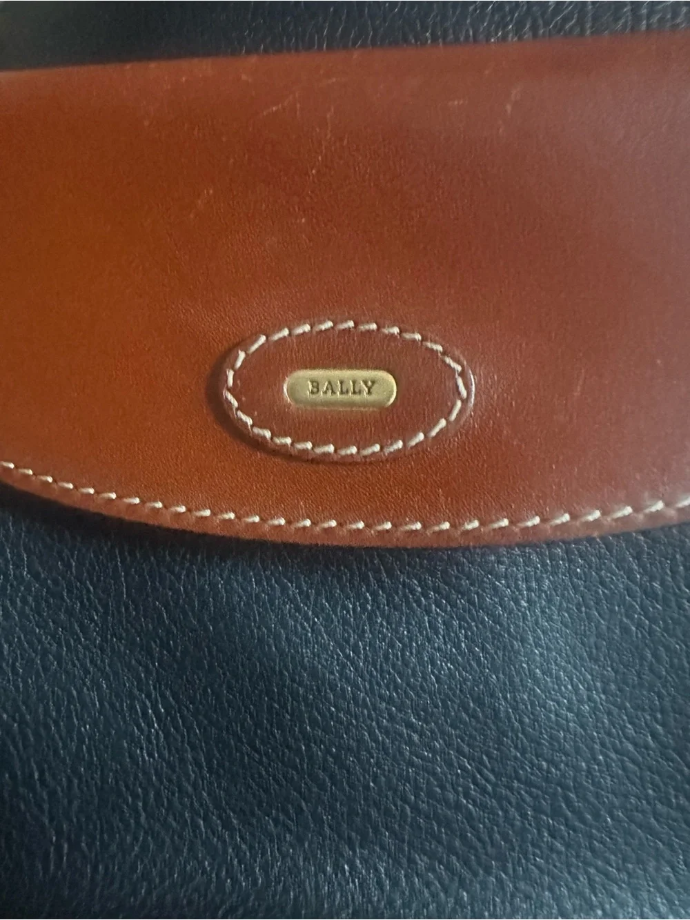 Bally Black and Brown Leather Messenger Tote with Gold Chain